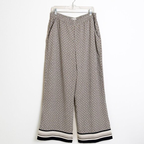 ✨ Abercrombie Fitch Satin Wide Leg Trousers Pull On Pant Brown Beige - Picture 4 of 15